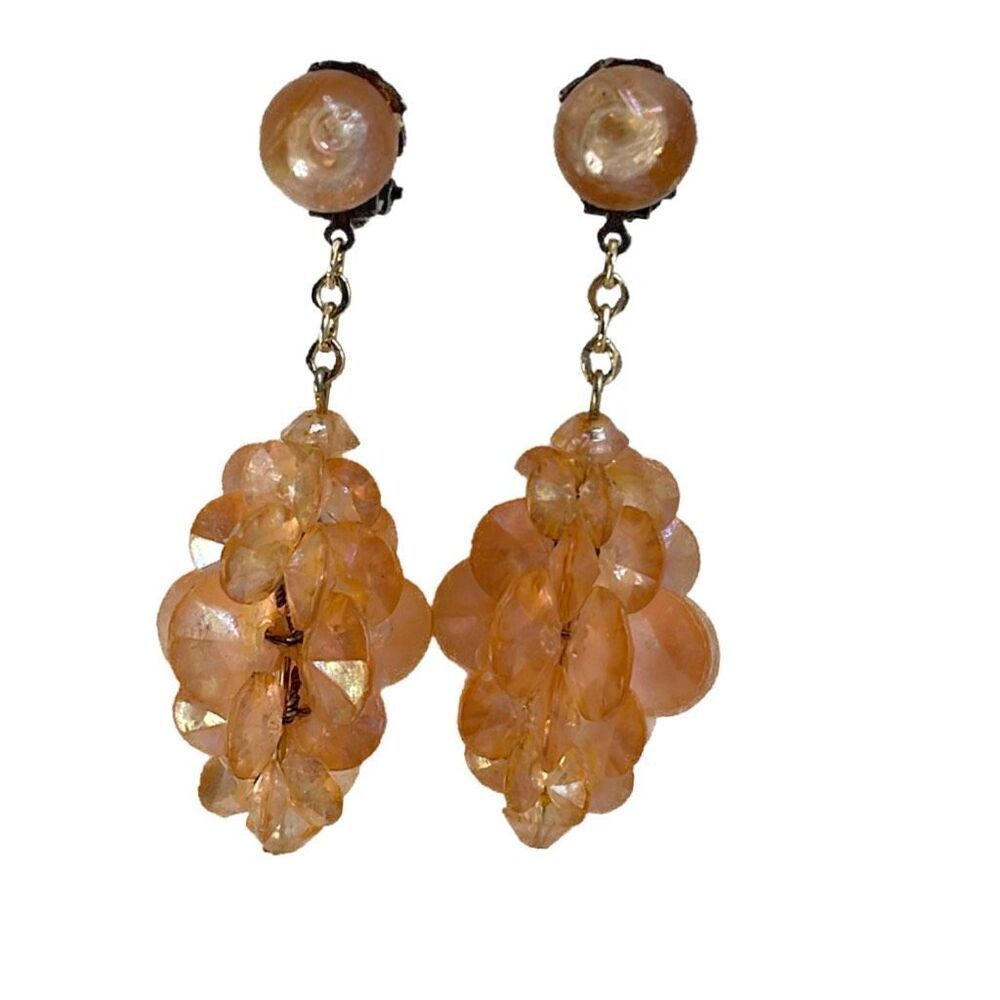 Vintage peach Acrylic dangle earrings Hong Kong  MCM